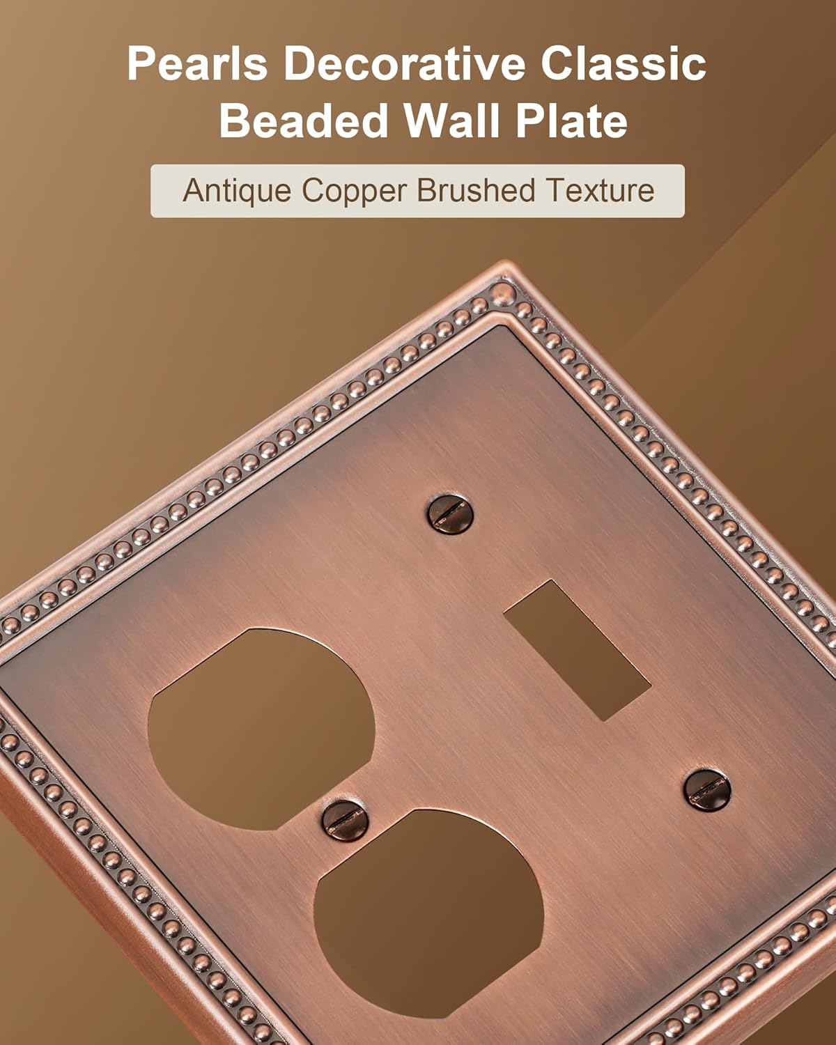 2-Pack Combo Toggle/Duplex Light Switch Cover Plate, Antique Copper Metal Wall Outlet Cover Plate
