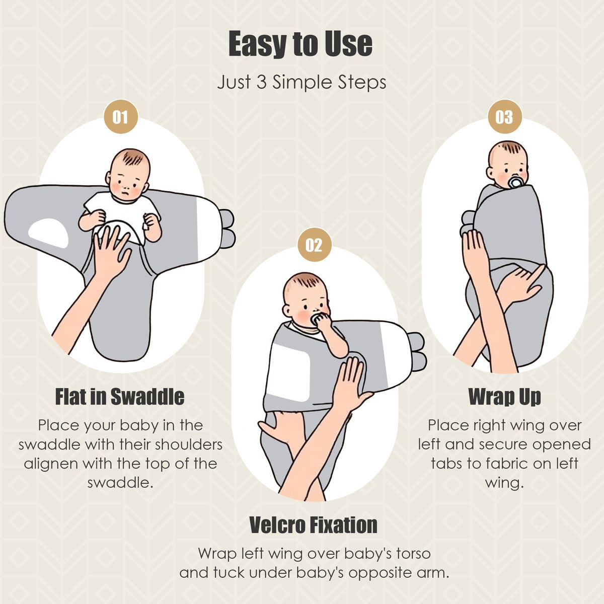 SWEET DOLPHIN 3-Pack Baby Swaddle Sleep Sacks - Newborn Swaddle Blanket with Soft Cotton