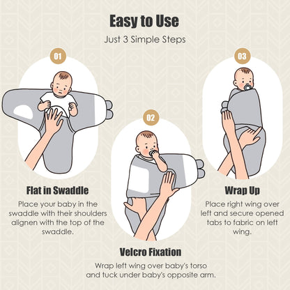 SWEET DOLPHIN 3-Pack Baby Swaddle Sleep Sacks - Newborn Swaddle Blanket with Soft Cotton