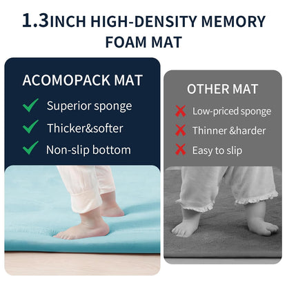 ACOMOPACK Baby Play Mat for Floor 1.3" Thick Memory Foam Play Mat 79"×118" Tummy Time Crawling with