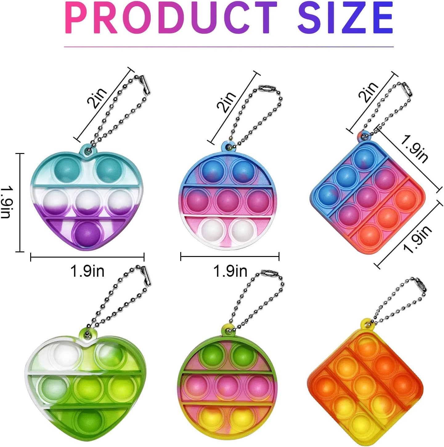 108 PCS Mini Pop Keychain Fidget Toys,3 Shape Pop Fidget Toys Its Party Favors Kids Toys Fidgets