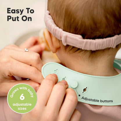 KeaBabies 2-Pack Silicone Baby Bibs for Eating - Sturdy Food-Grade Silicone Bibs for Babies Girl