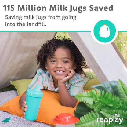 Re-Play Spill-Proof Sippy Cups for Toddlers - Kids Reusable 10 Oz Set of 3, Dishwasher & Microwave