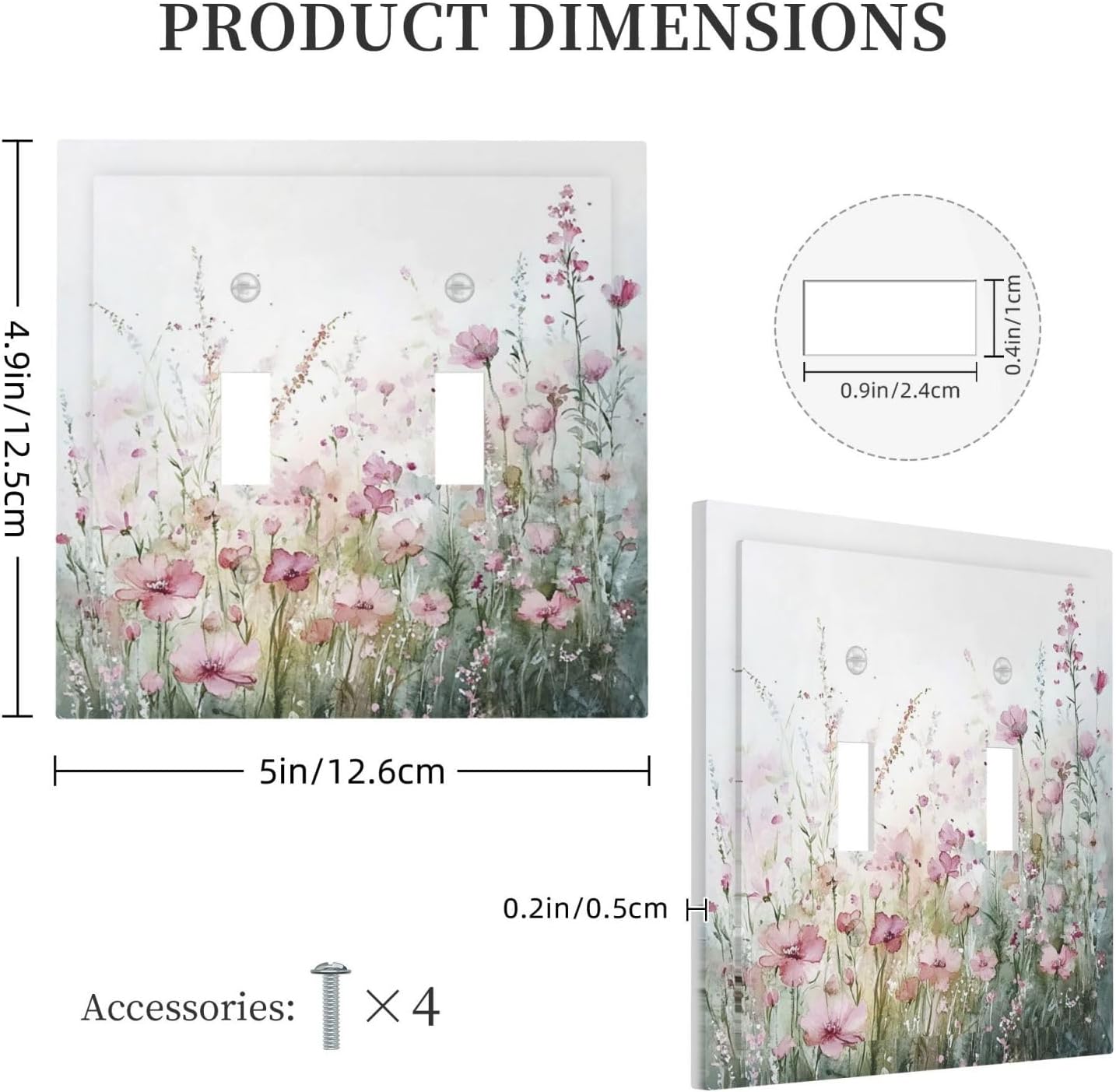 Decorative Switch Plates Wildflower Botanical Watercolor Floral 2 Gang Double Toggle Outlet Light