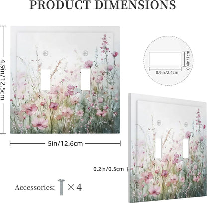 Decorative Switch Plates Wildflower Botanical Watercolor Floral 2 Gang Double Toggle Outlet Light