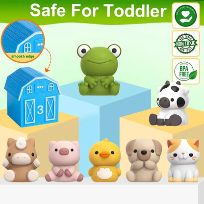 Learning Toy for Toddlers 1 2 3 Year Old, 10 Farm Animal Toys & 10 Barns, Counting, Matching &