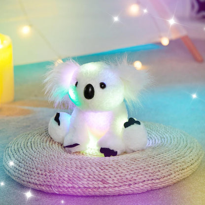 Glow Guards 10'' Light up White Koala Stuffed Animal LED Soft Plush Wildlife Toy with Rainbow Night
