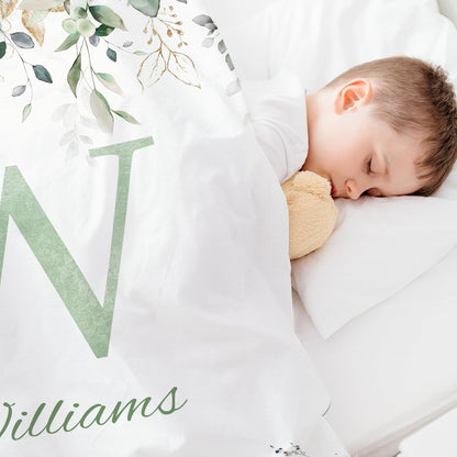 Personalized Baby Blanket with Name, Custom Floral Name Blanket Toddler Girls Soft Flannne