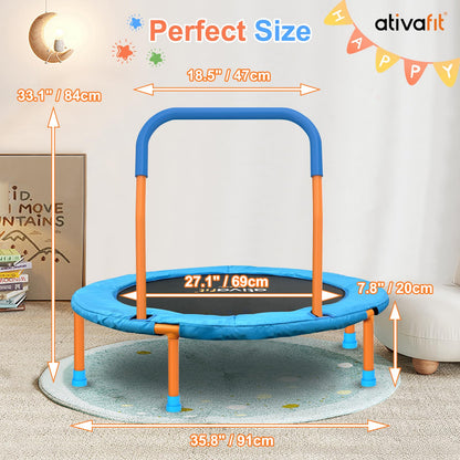 Ativafit 36inch Mini Toddler Trampoline for Kids Ages 1-6 Indoor Outdoor Folding Small Rebounder