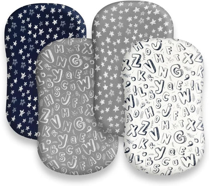 4 Pack Breathable Bassinet Sheets for Baby Boys Neutral Unisex Soft Bassinet Fitted Sheets for