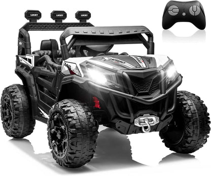 ANPABO 24V 4X4 Ride on Car Truck w/Remote Control, 4WD/2WD Switchable Kids UTV, 19" Spacious Seat