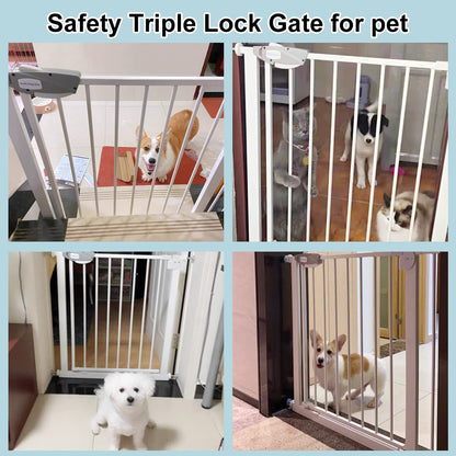 WAOWAO Triple Lock Baby Gate Extra Wide 67.32-72.04" Pressure Mounted Walk Through Swing Auto Close