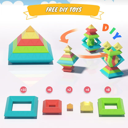 Montessori Toys for Ages 1-3 2-5 Toddlers Kids Baby,Pyramid Stacking Building Toys,3D Preschool
