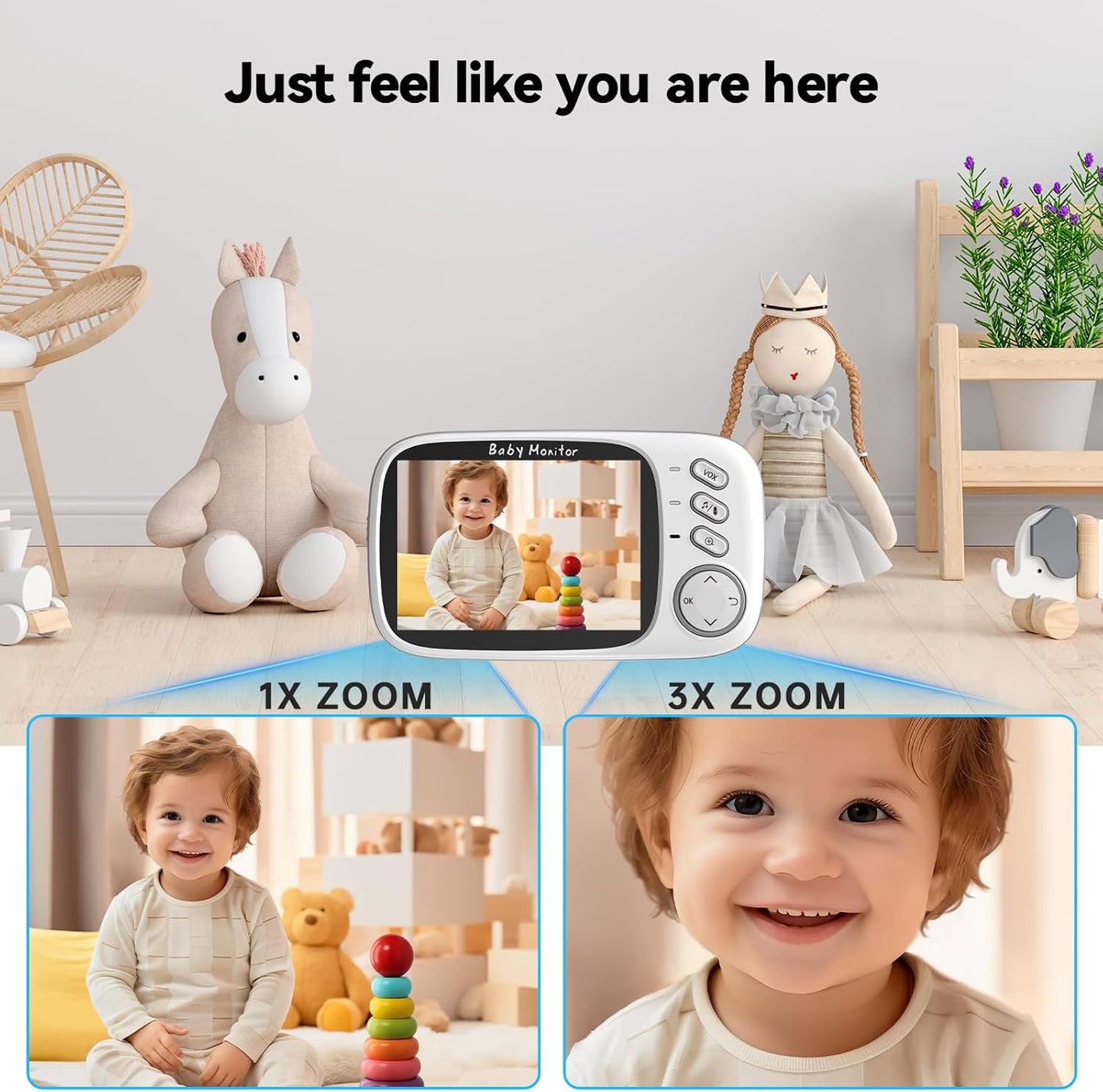 No WiFi Baby Monitor with Camera and Audio,Lag-Free Connection,Plug & Play,IPS Screen,HD