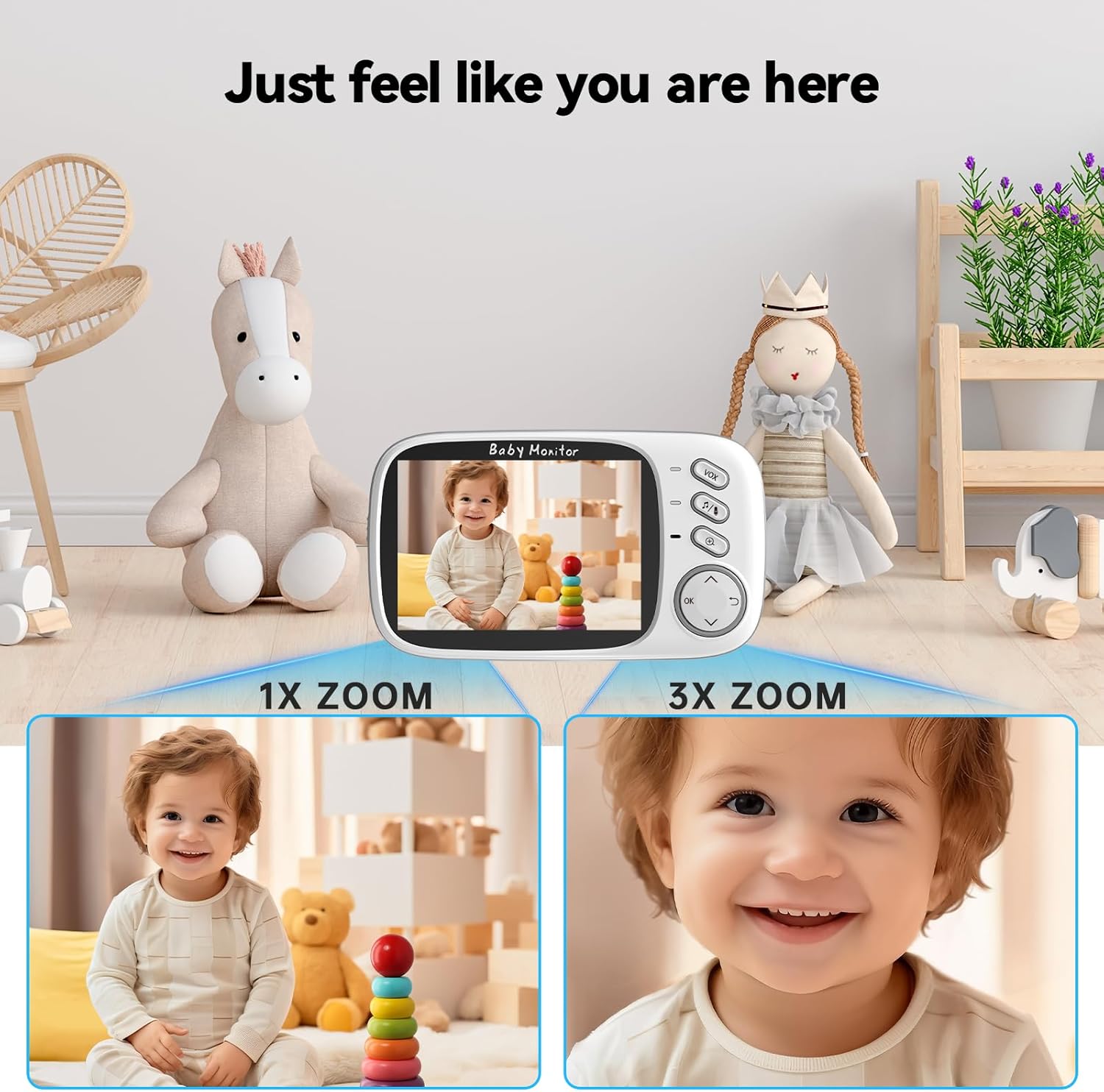 No WiFi Baby Monitor with Camera and Audio,Lag-Free Connection,Plug & Play,IPS Screen,HD
