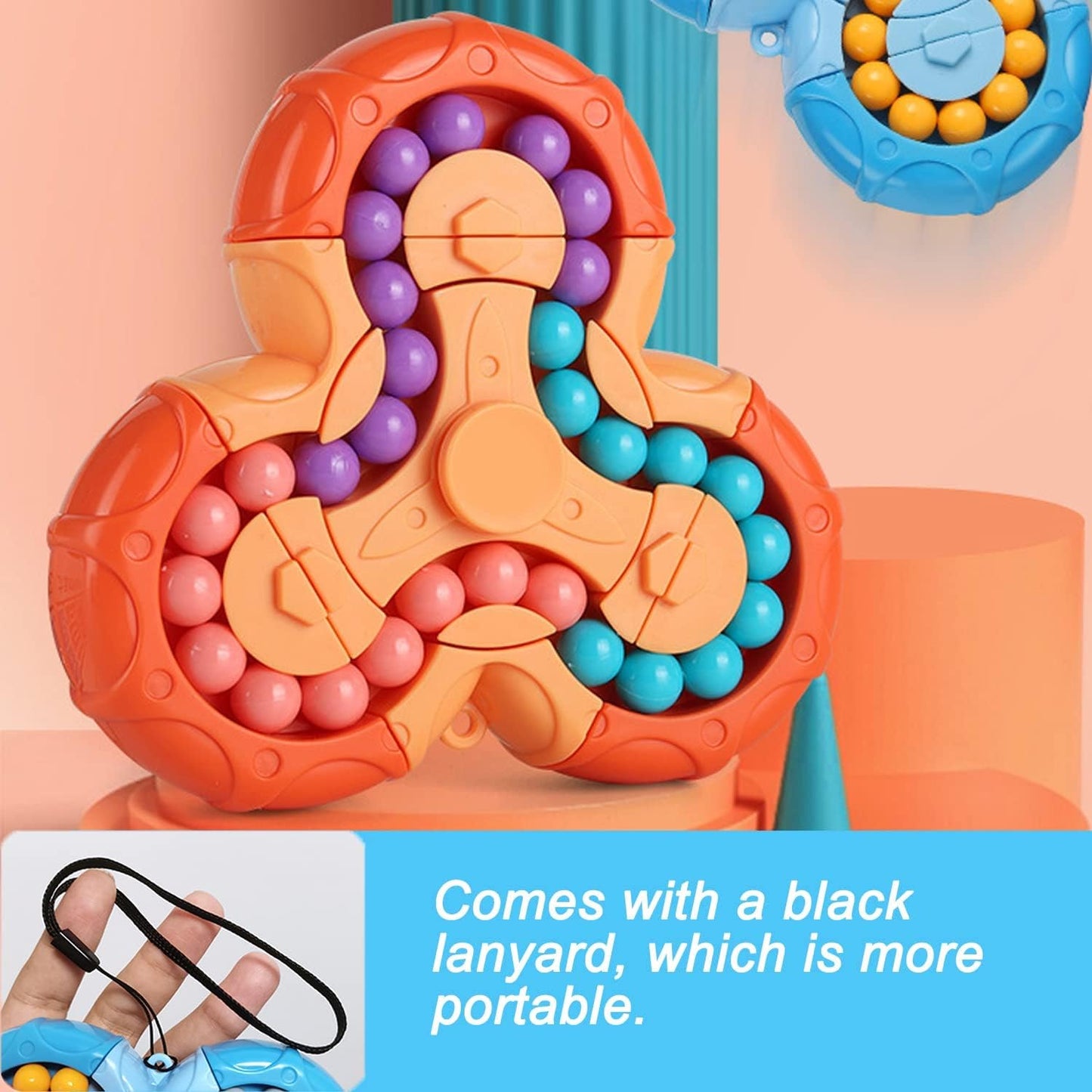 Magic Bean Rotating Brain Teaser Finger Puzzle Toy,Boys Girls Handheld Spinner Stress Anxiety