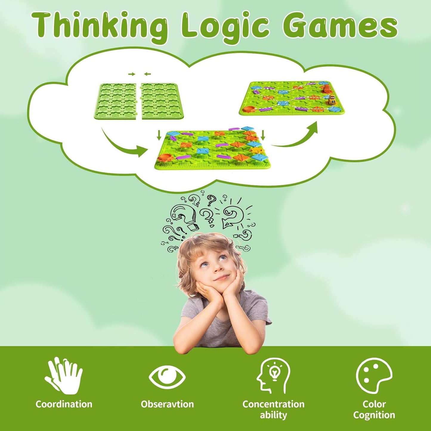 Brain Stem Activity Logic Kits, Board Teaser Games & Puzzles Toys with 200+ Challenges, 4