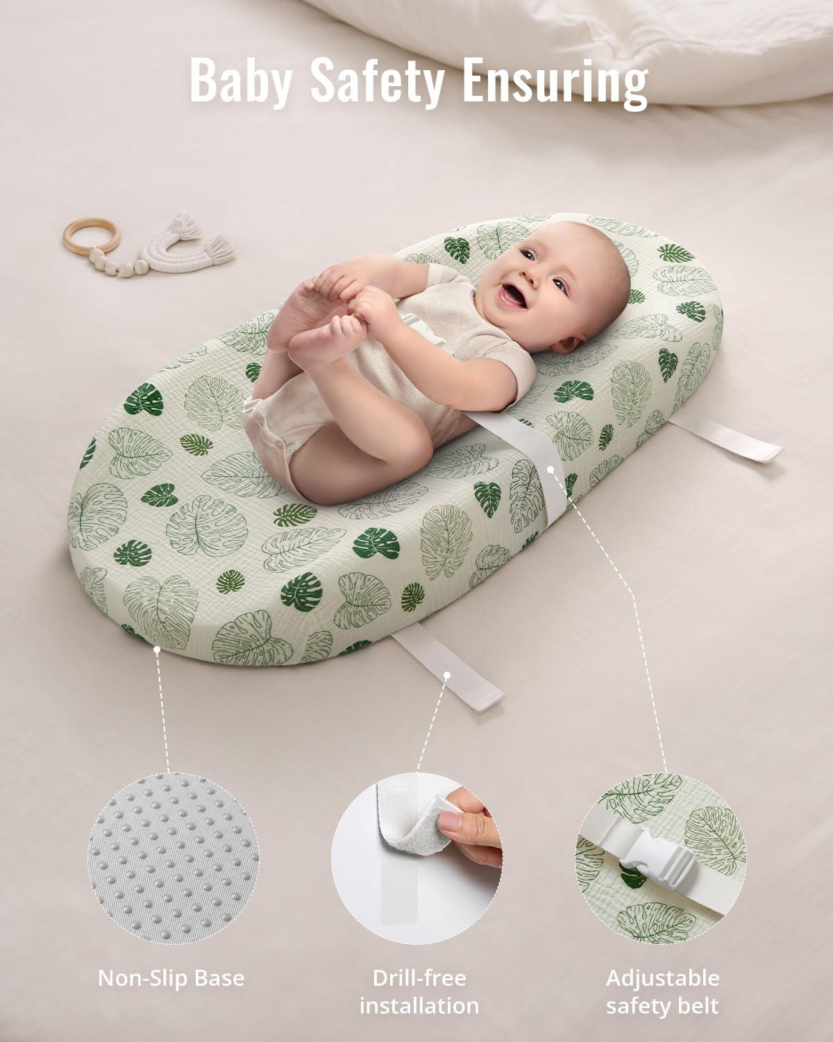 Blissful Diary Muslin Baby Changing Pad with Waterproof Lining Foam, Diaper Changing Table Pad with