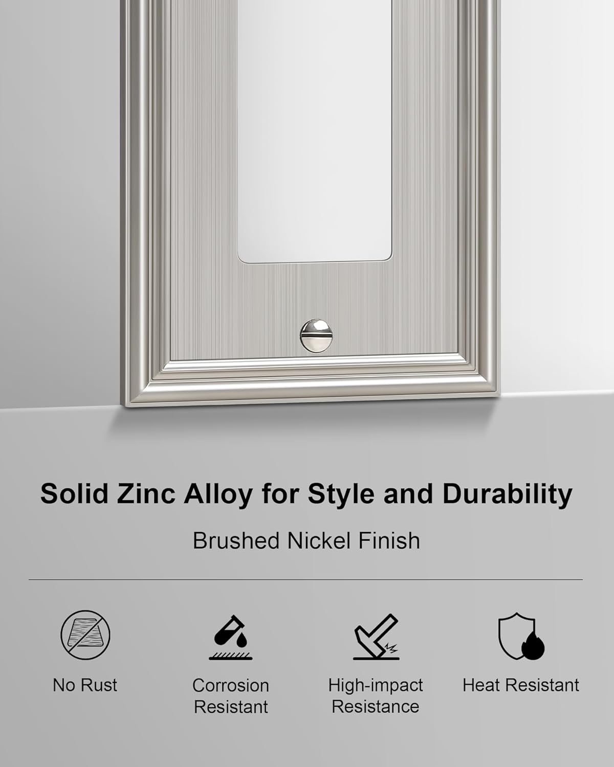 2-Pack Decorator Outlet Cover Plate, Brushed Nickel Decorative Switch Plates and Outlet Covers