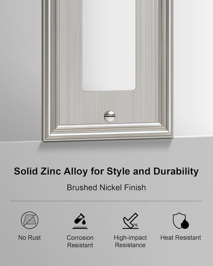 2-Pack Decorator Outlet Cover Plate, Brushed Nickel Decorative Switch Plates and Outlet Covers