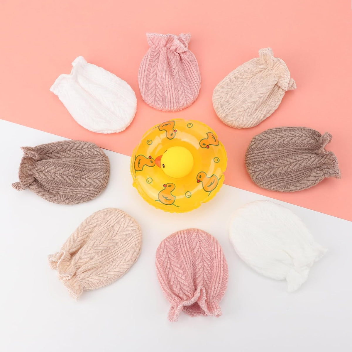 BQUBO Newborn Infant Toddler Mittens No Scratch Cotton Elastic Wrist Gloves Hypoallergenic for 0-6