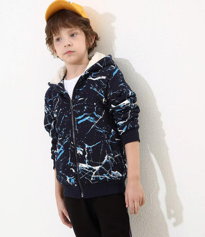 Bumeex Kids Boy's Girl's Sherpa Fleece Lined Jacket Spring Fall Winter Zip up Sweatshirt Hoodie