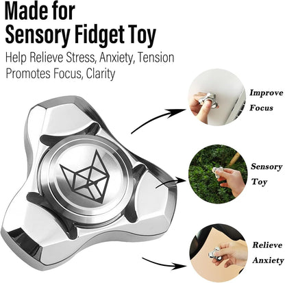 FREELOVE Metal Fidget Spinner for Adults, Stainless Steel Heavy Spinning Toys, Small Mini Fox Hand