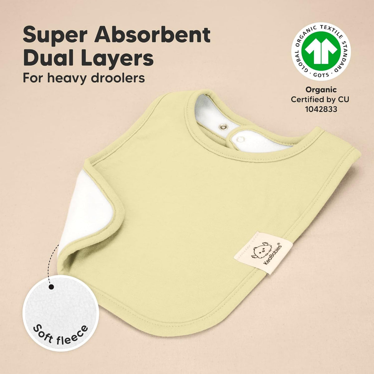 KeaBabies 8-Pack Organic Baby Bibs for Boys, Girls - Super Absorbent Cotton Drool Bibs for Baby