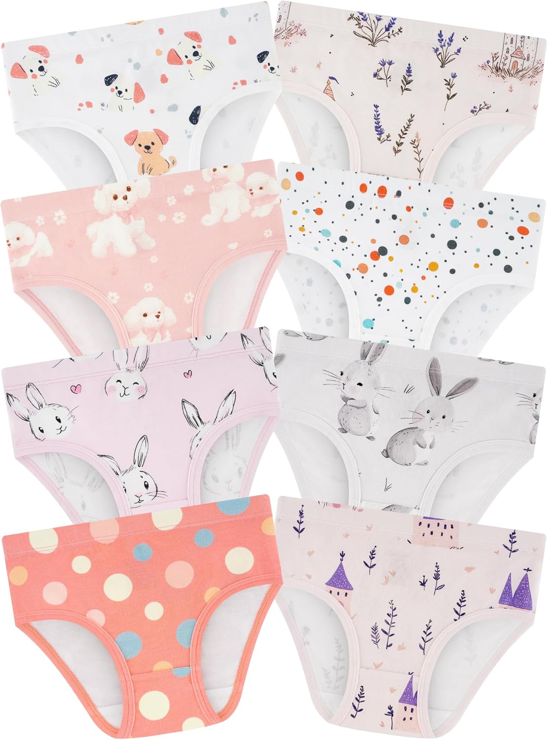 Girls' Underwear,Soft Cotton Tagless Panties for Toddlers' & Little Kids Comfort,Breathable