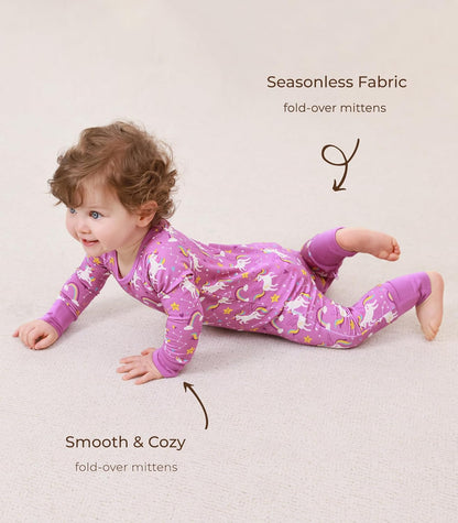 Baby Boys Girls Romper Long Sleeve Jumpsuits Infant Unisex One-Piece Bamboo Viscose Zipper Mitten