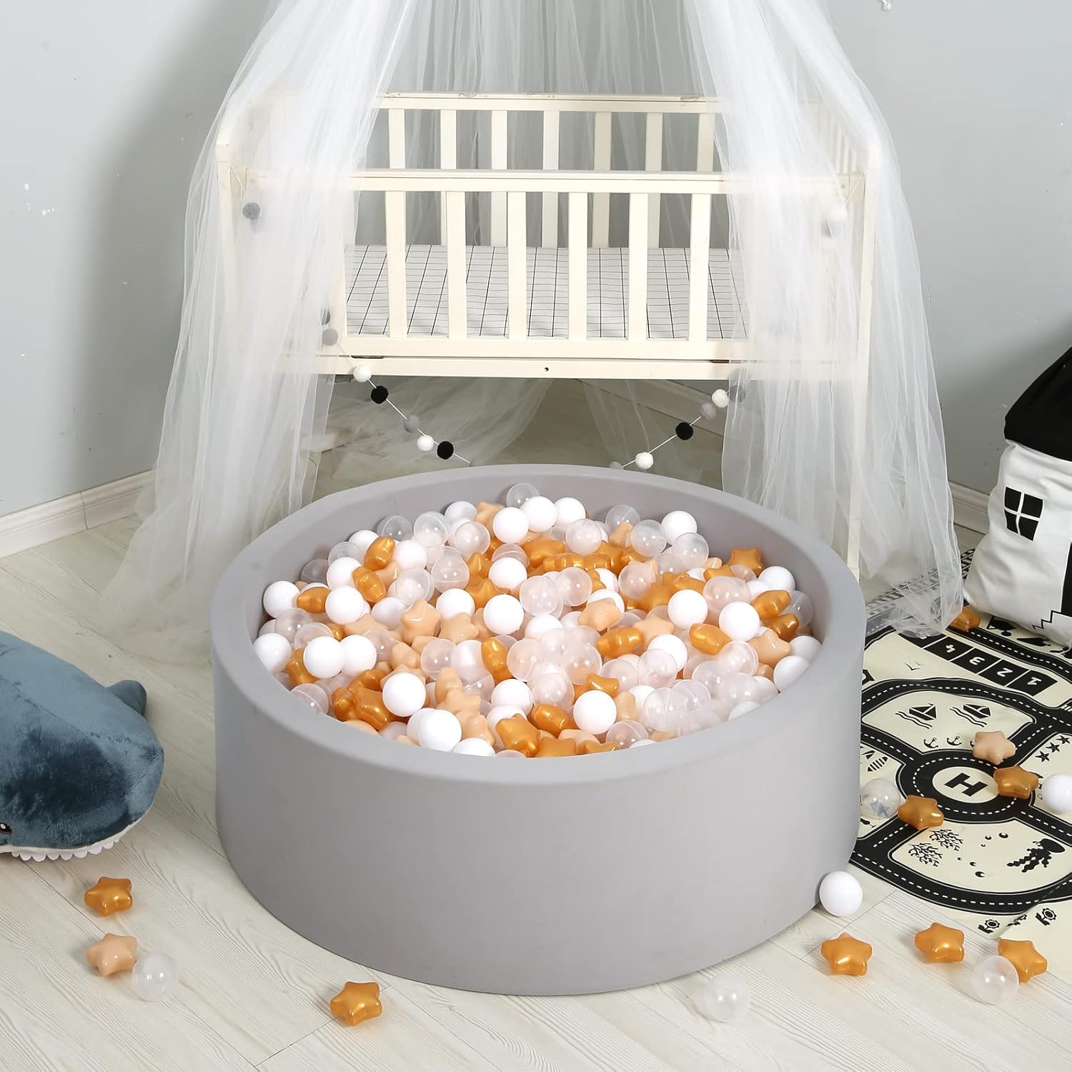 GOGOSO Ball Pit Balls with Starballs 100 - Crushproof Plasticballs for Babies Toddlers Kids
