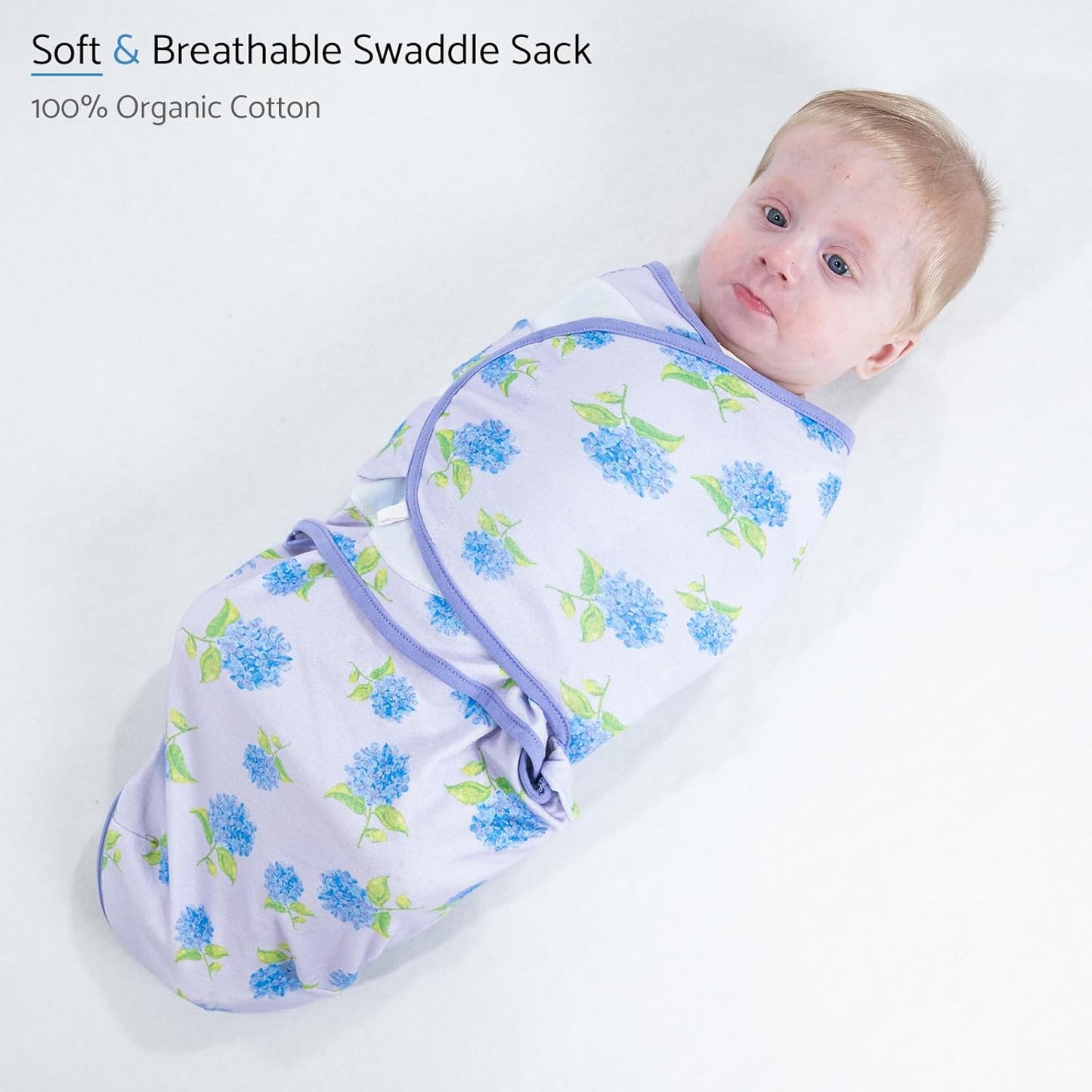 LollyBanks Baby Swaddles 100% Organic Cotton, 0-3 Months Baby Girl Swaddles with Easy Change