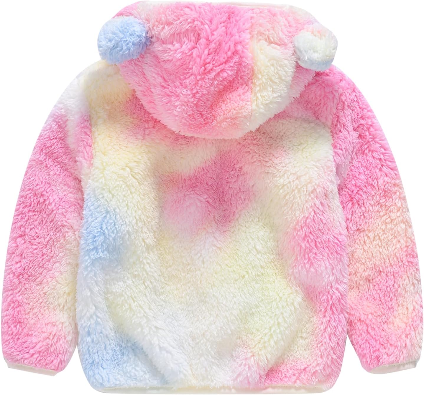 AIWUHE Toddler Boys Girls Hooded Jacket Fleece Hoodie Winter Warm Solid Color Teddy Coat Zip-up