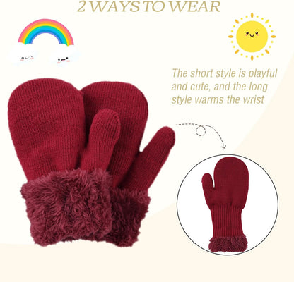 PESAAT Baby Girl Mittens Fleece Toddler Boy Mittens Warm Kids Winter Gloves Unisex Cold Weather