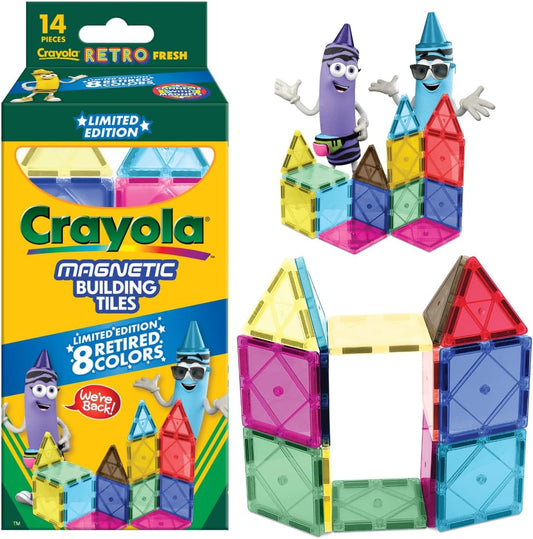 CreateOn Crayola Retro Magnetic Tiles, Building Set for Kids, Magnetic Building Toys for Kids, STEM