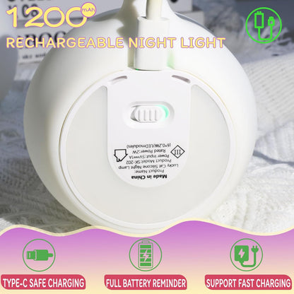 7-Color Changing Cat Night Light, Silicone Rechargeable Nursery Light with Timer & 3 Modes, Kids