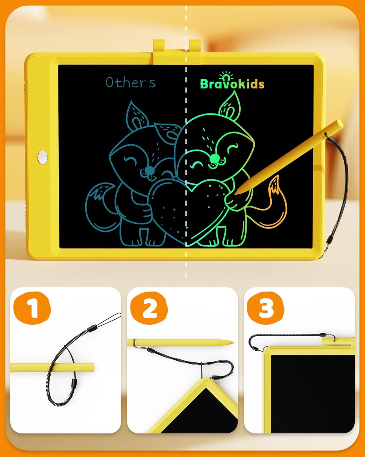 Bravokids LCD Writing Tablet for 3-8 Year Old Girls and Boys - 10 Inch Electronic Doodle Board