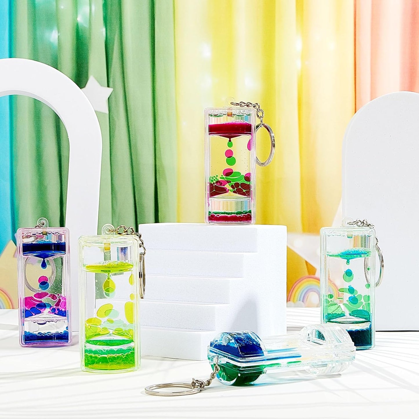 12 Pcs Liquid Motion Bubbler Keychains, Liquid Motion Bubbler Sensory Toys Liquid Keychain Fidget