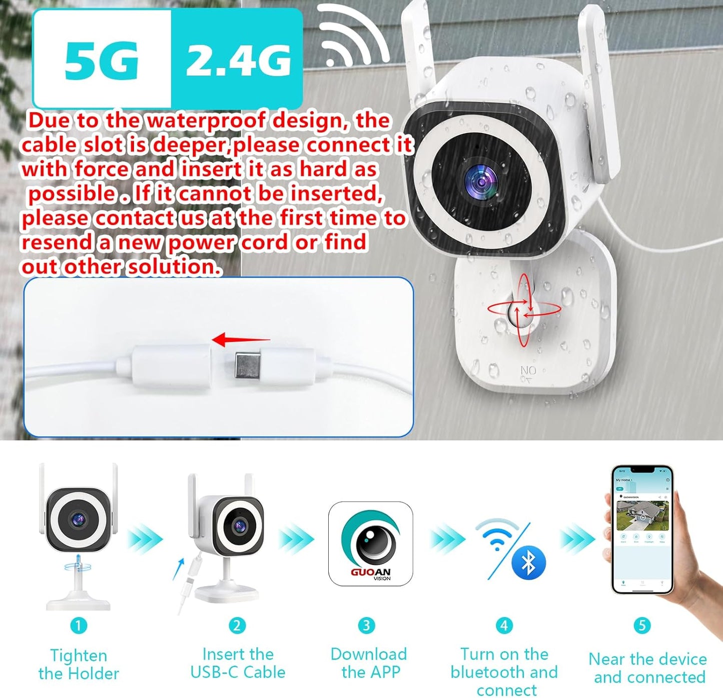 5G Outdoor/Indoor Security Camera,1080P Baby Monitor Cameras for Bedroom/Elder/Dog/Pet Camera,IP66