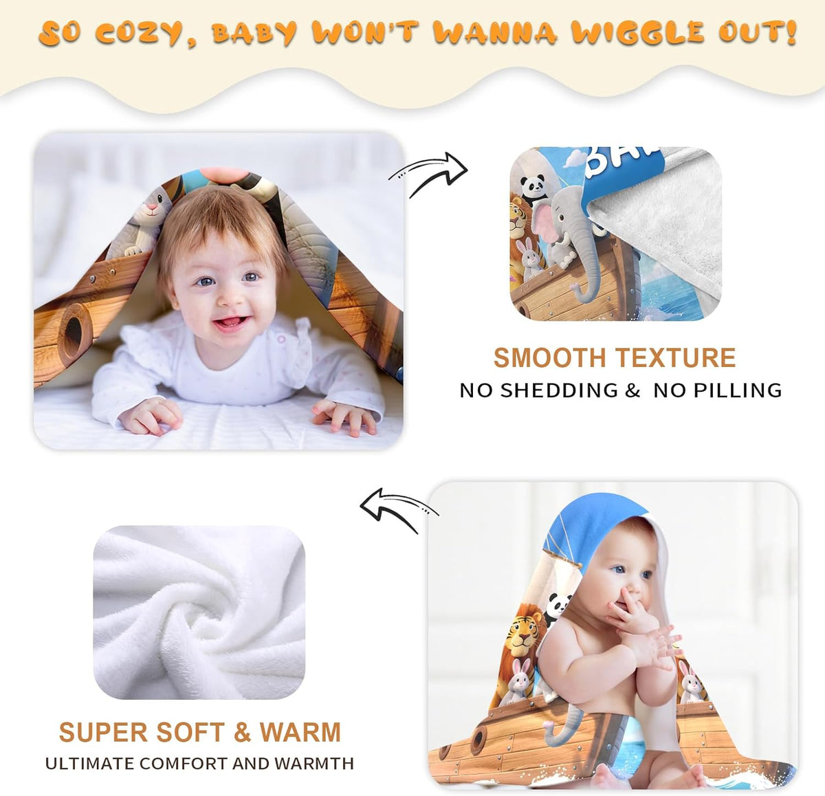 Ship Next Day, Personalized Baby Blanket – Printed in USA, Custom Baby Blanket for Boys & Girls