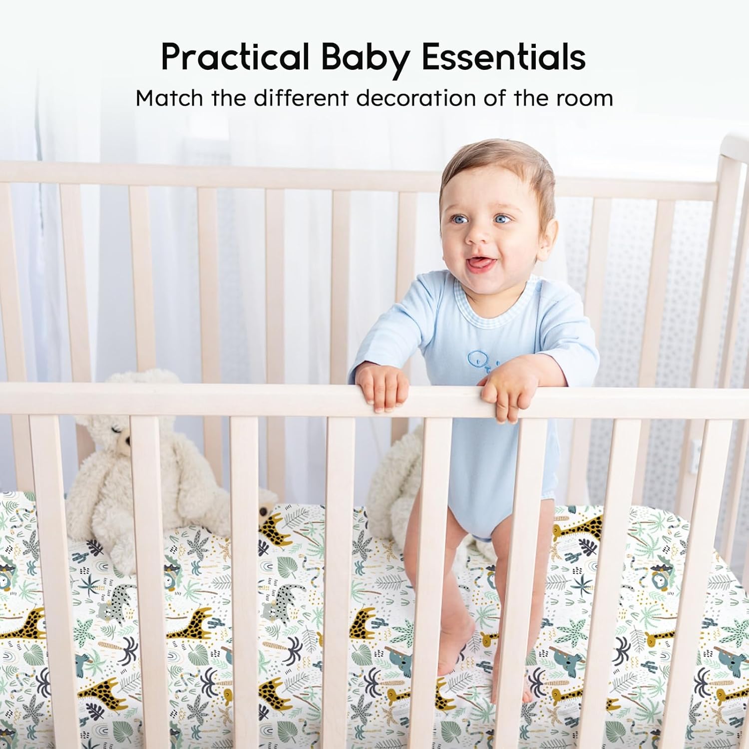 Yoofoss Baby Crib Sheets for Boys Girls, Fitted Crib Sheet 2 Pack for Standard Crib and Toddler