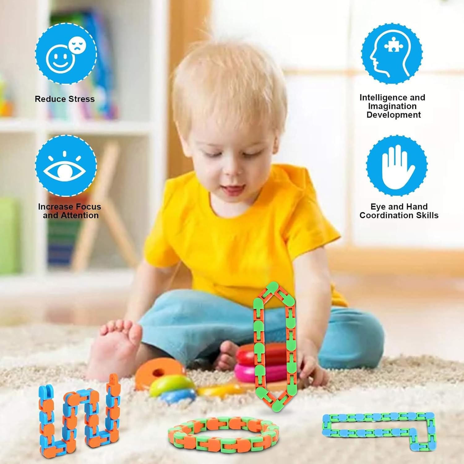 8Pcs Fidgets Wacky Tracks Fidget Toys for Kids Classroom Students School Prizes Gifts Sensory