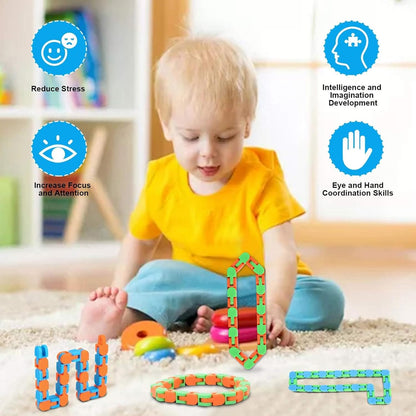 8Pcs Fidgets Wacky Tracks Fidget Toys for Kids Classroom Students School Prizes Gifts Sensory