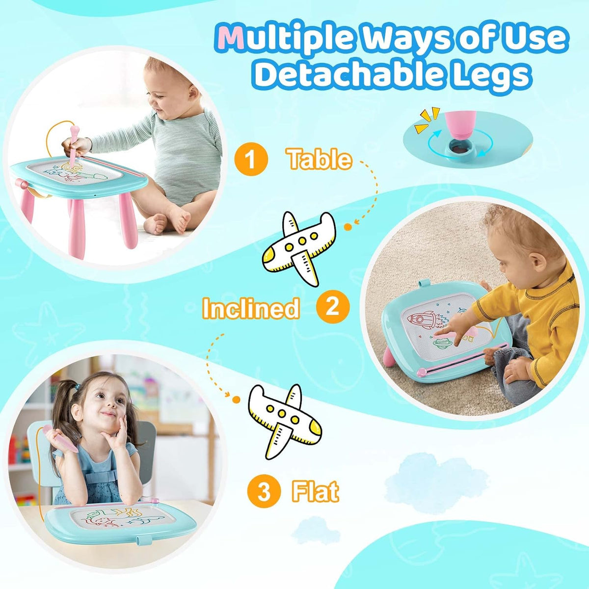 Kikidex Toddlers Toys Age 1-3, Magnetic Drawing Board, Toddler Girl Toys for 1-2 Year Old, Doodle