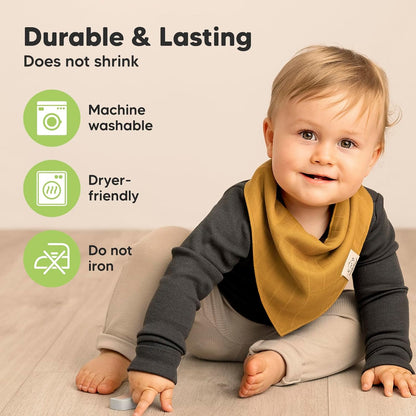 8-Pack Muslin Baby Bibs for Boys, Girls - Muslin Bandana Drool Bibs for Baby Girl & Boy, Drooling