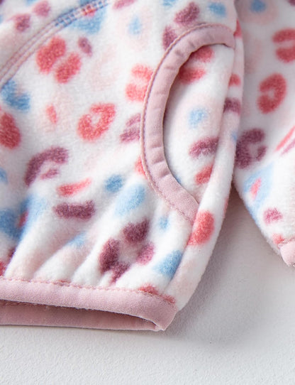 Kids Printed Polar Fleece Jacket Toddler Baby Boys Girls Autumn Winter Warm Sherpa Lining Outerwear
