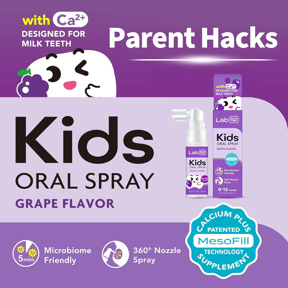 LAB52 Kids Oral Spray, Toddler Toothpaste Helper for Cavity Repair and Fresh Breath, Children