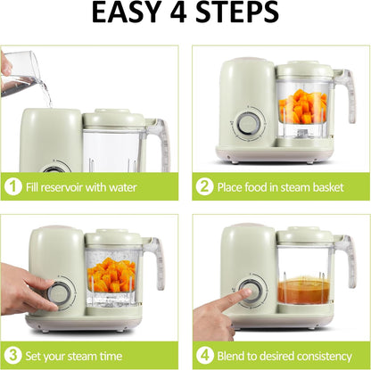 Baby Food Maker, 4 in 1 Baby Food Processor and Steamer, Puree Blender, Multifunctional Baby Puree