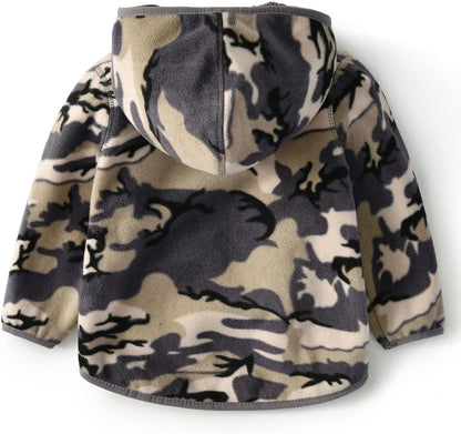 Toddler Printed Polar Fleece hooded Jacket Baby Boys Girls Kids Winter Warm Spring Autumn Outerwear