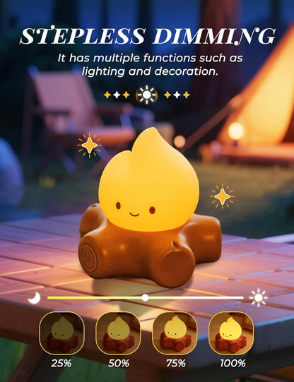 Cozy Campfire Nightlight with Soothing Nature Sounds, White Noise Night Light for Baby Adult